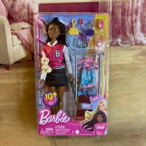 Mattel Barbie Brooklyn On-Set Stylist w/Garmet Rack, Dog HNK96 (2023) NRFB
